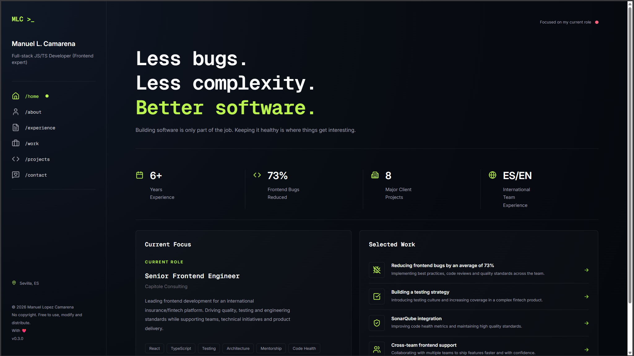 MLC portfolio homepage